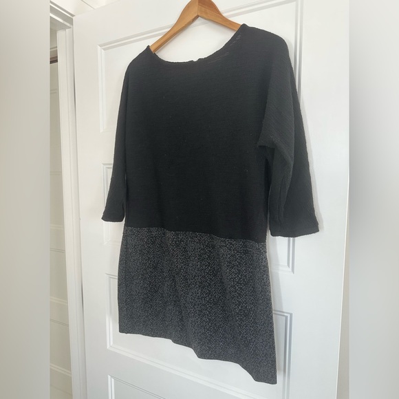 LOFT Black & Grey Knit  Drop Waist Dress - Picture 2 of 8